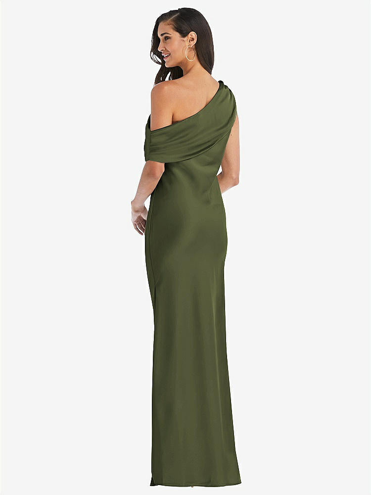 【STYLE: 8210】Draped One-Shoulder Convertible Maxi Slip Dress【COLOR: Olive Green】