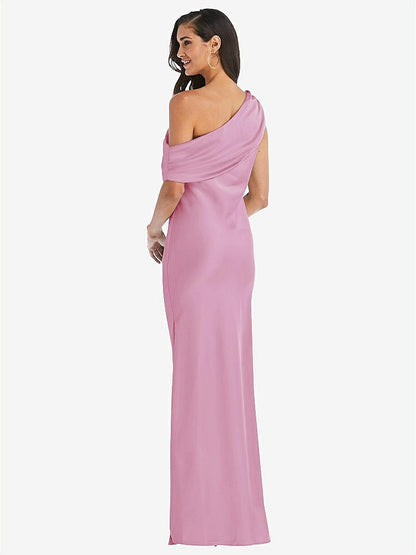 【NEW】【STYLE: 8210】ドレープ ワンショルダー コンバーチブル マキシ スリップ ドレス【COLOR: Powder Pink】【SIZE: 00-30W】
