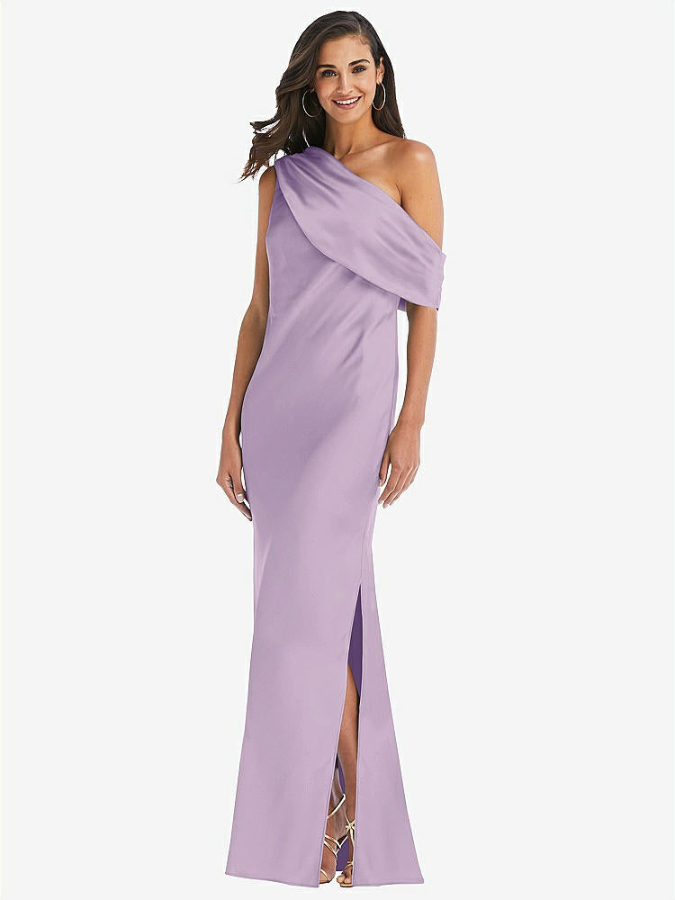【STYLE: 8210】Draped One-Shoulder Convertible Maxi Slip Dress【COLOR: Pale Purple】