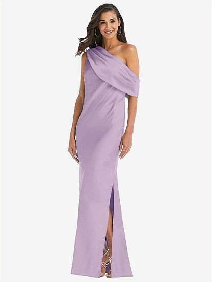 【STYLE: 8210】Draped One-Shoulder Convertible Maxi Slip Dress【COLOR: Pale Purple】