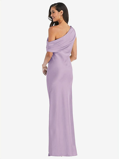 【STYLE: 8210】Draped One-Shoulder Convertible Maxi Slip Dress【COLOR: Pale Purple】