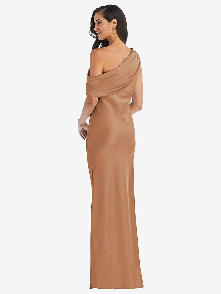 【STYLE: 8210】Draped One-Shoulder Convertible Maxi Slip Dress【COLOR: Toffee】