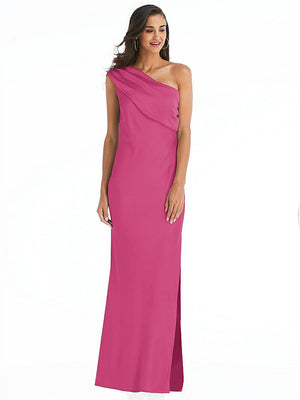 【NEW】【STYLE: 8210】ドレープ ワンショルダー コンバーチブル マキシ スリップ ドレス【COLOR: Tea Rose】【SIZE: 00-30W】