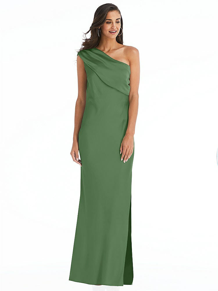 【STYLE: 8210】Draped One-Shoulder Convertible Maxi Slip Dress【COLOR: Vineyard Green】