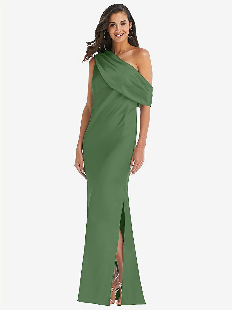 【STYLE: 8210】Draped One-Shoulder Convertible Maxi Slip Dress【COLOR: Vineyard Green】