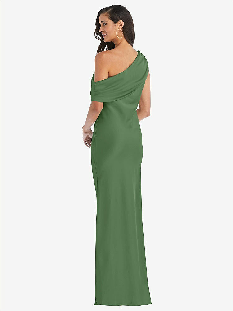 【STYLE: 8210】Draped One-Shoulder Convertible Maxi Slip Dress【COLOR: Vineyard Green】
