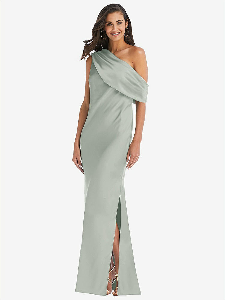 【STYLE: 8210】Draped One-Shoulder Convertible Maxi Slip Dress【COLOR: Willow Green】