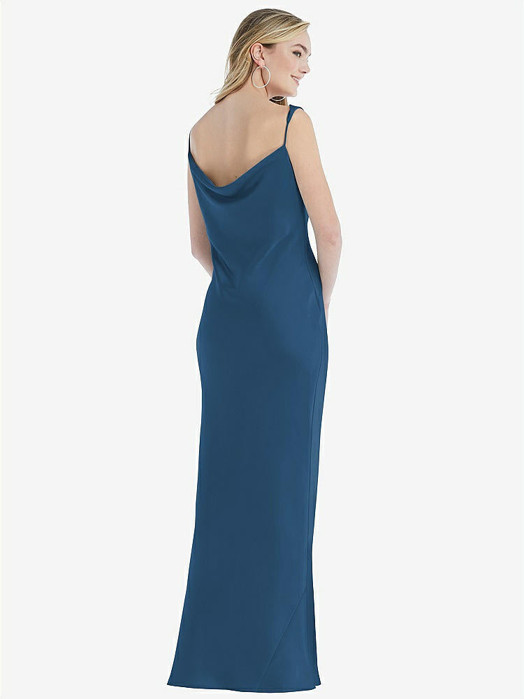 【STYLE: 8211】アシンメトリー カウル マキシ スリップ ドレス【COLOR: Dusk Blue】【SIZE: 00-30W】