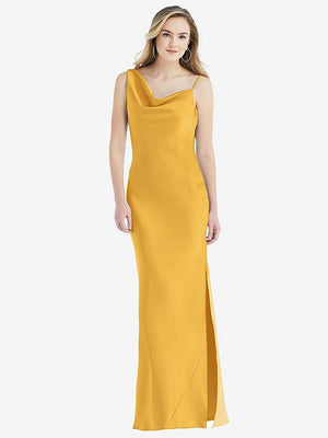 【STYLE: 8211】Asymmetrical One-Shoulder Cowl Maxi Slip Dress【COLOR: NYC Yellow】