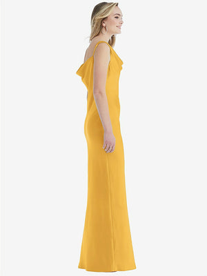 【STYLE: 8211】Asymmetrical One-Shoulder Cowl Maxi Slip Dress【COLOR: NYC Yellow】