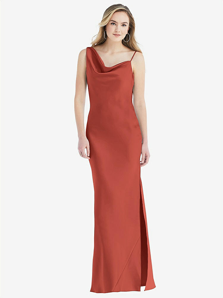 【STYLE: 8211】Asymmetrical One-Shoulder Cowl Maxi Slip Dress【COLOR: Amber Sunset】