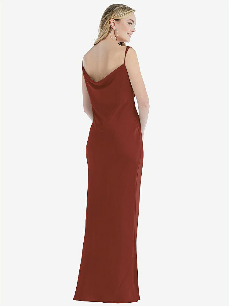 【STYLE: 8211】Asymmetrical One-Shoulder Cowl Maxi Slip Dress【COLOR: Auburn Moon】