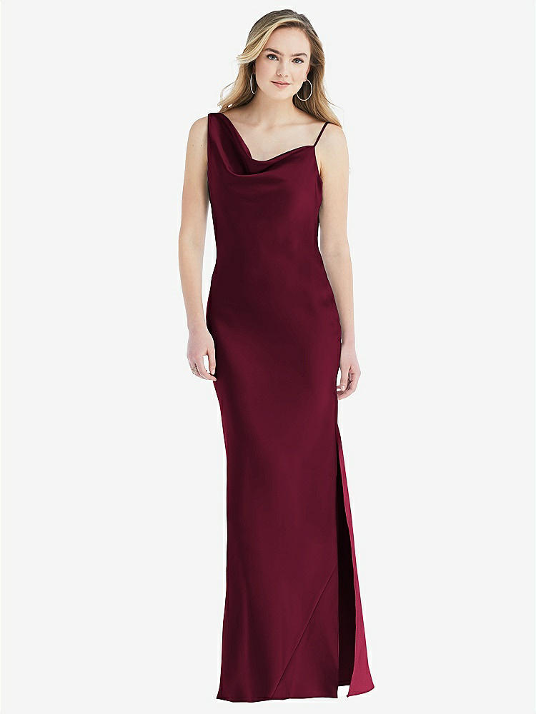 【STYLE: 8211】アシンメトリー カウル マキシ スリップ ドレス【COLOR: Cabernet】【SIZE: 00-30W】