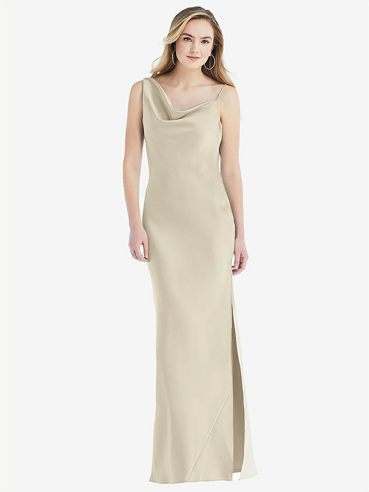 【STYLE: 8211】Asymmetrical One-Shoulder Cowl Maxi Slip Dress【COLOR: Champagne】