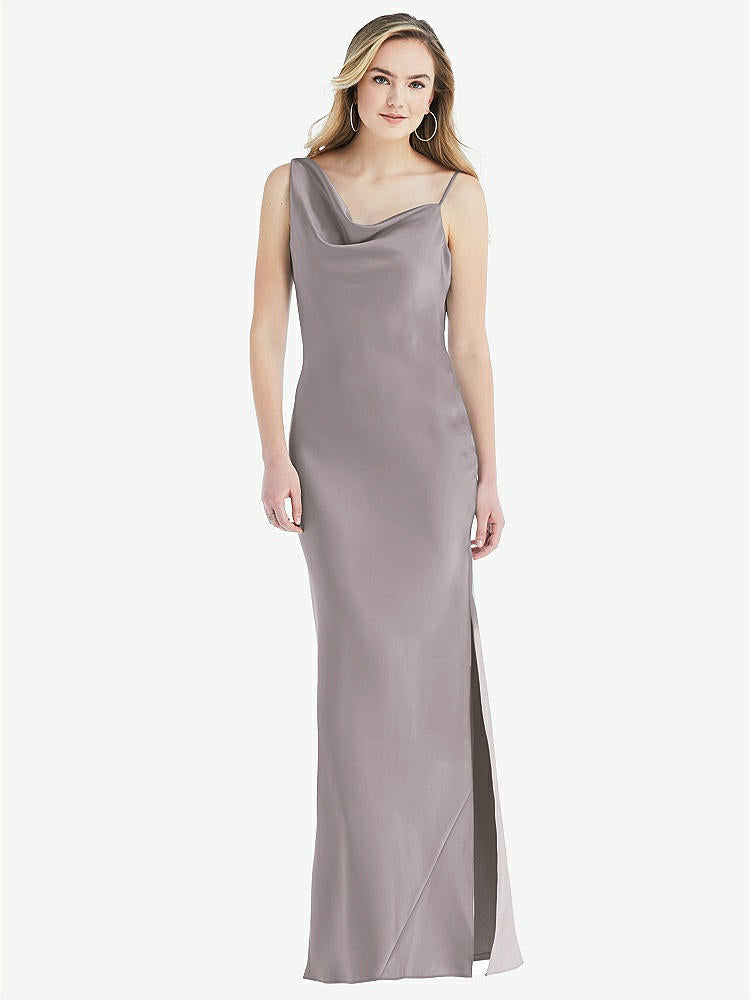 【STYLE: 8211】アシンメトリー カウル マキシ スリップ ドレス【COLOR: Cashmere Gray】【SIZE: 00-30W】