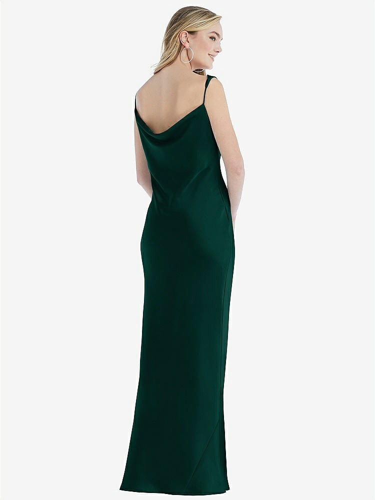 【STYLE: 8211】Asymmetrical One-Shoulder Cowl Maxi Slip Dress【COLOR: Evergreen】