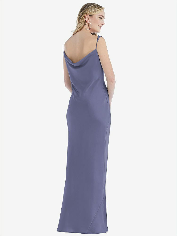 【STYLE: 8211】Asymmetrical One-Shoulder Cowl Maxi Slip Dress【COLOR: French Blue】