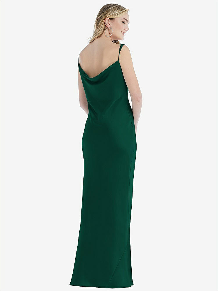 【STYLE: 8211】Asymmetrical One-Shoulder Cowl Maxi Slip Dress【COLOR: Hunter Green】