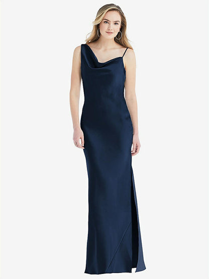 【NEW】【STYLE: 8211】非対称 ワン層 カウル マキシ スリップ ドレス【COLOR: Midnight Navy】【SIZE: 00-30W】