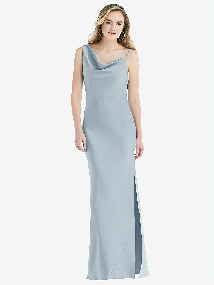 【STYLE: 8211】Asymmetrical One-Shoulder Cowl Maxi Slip Dress【COLOR: Mist】