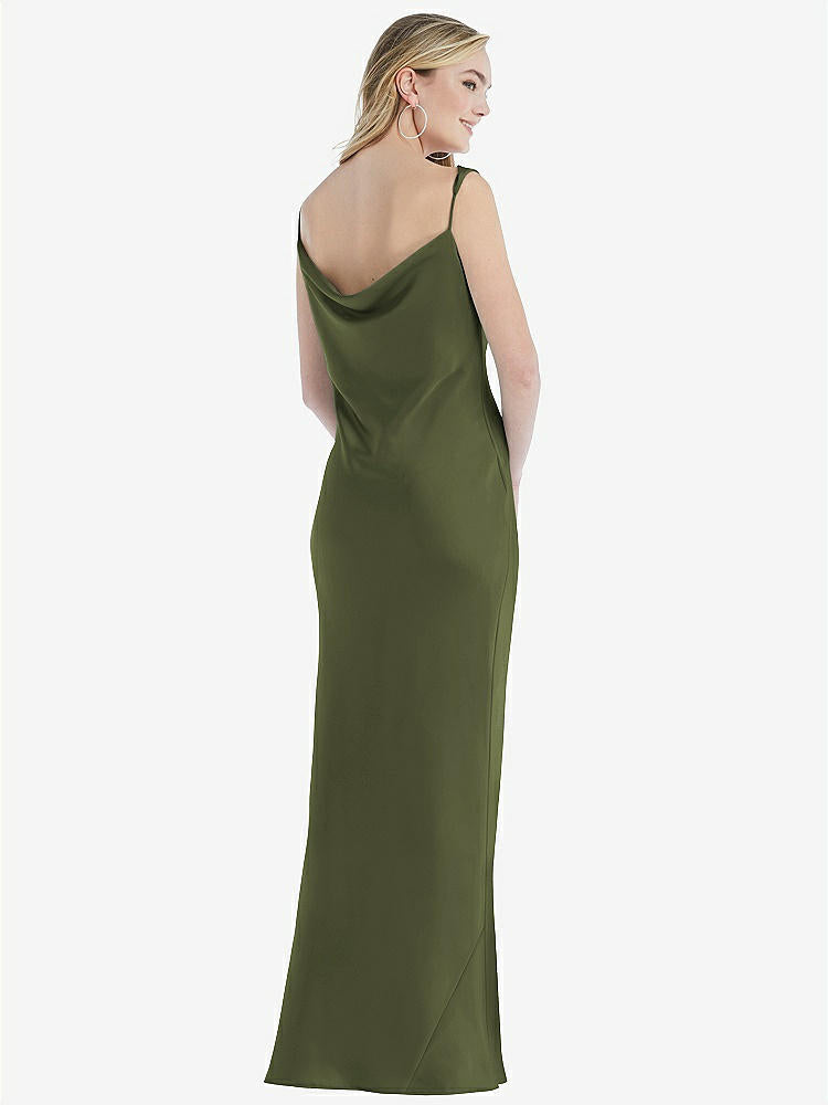 【STYLE: 8211】Asymmetrical One-Shoulder Cowl Maxi Slip Dress【COLOR: Olive Green】