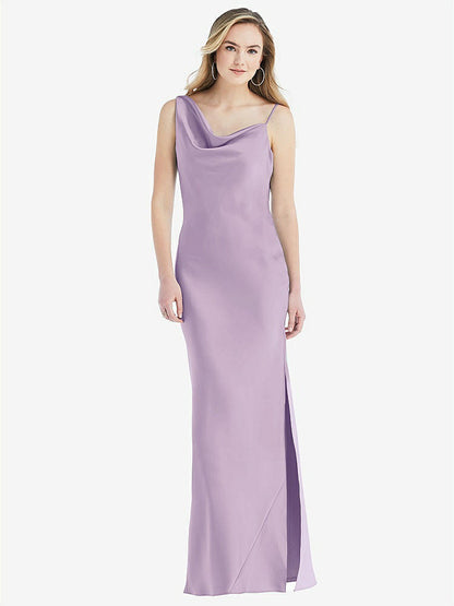 【STYLE: 8211】アシンメトリー カウル マキシ スリップ ドレス【COLOR: Pale Purple】【SIZE: 00-30W】