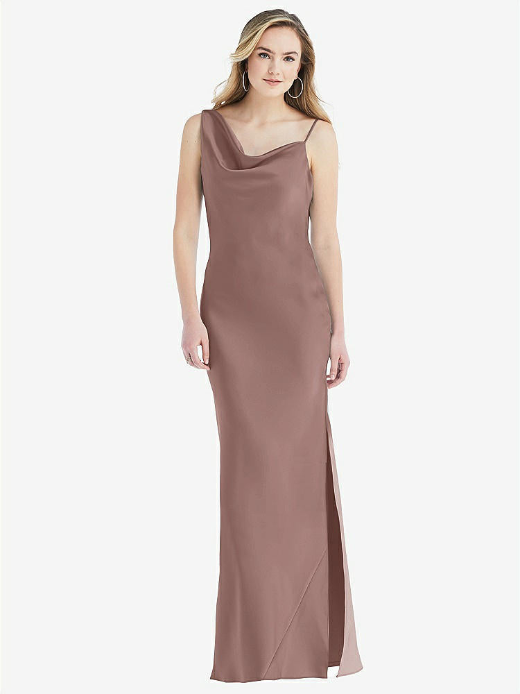 【STYLE: 8211】Asymmetrical One-Shoulder Cowl Maxi Slip Dress【COLOR: Sienna】