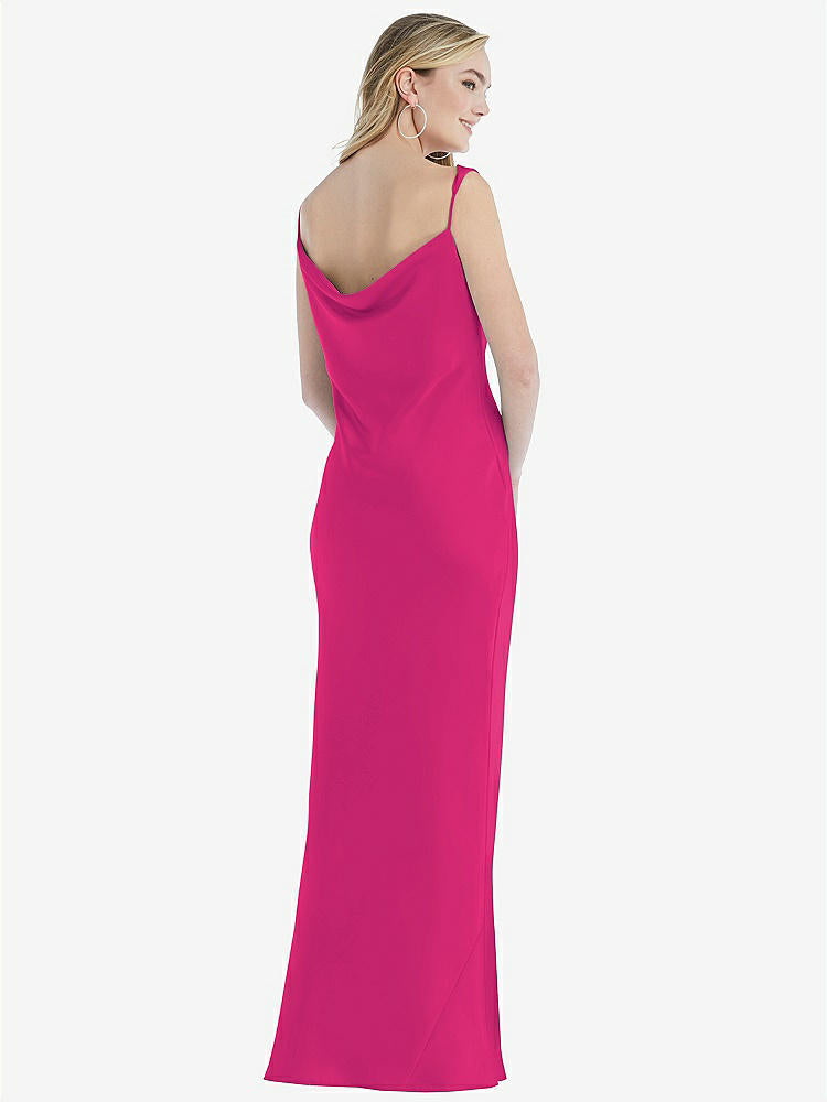 【STYLE: 8211】Asymmetrical One-Shoulder Cowl Maxi Slip Dress【COLOR: Think Pink】