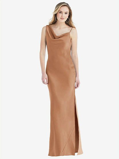 【NEW】【STYLE: 8211】非対称 ワン層 カウル マキシ スリップ ドレス【COLOR: Toffee】【SIZE: 00-30W】