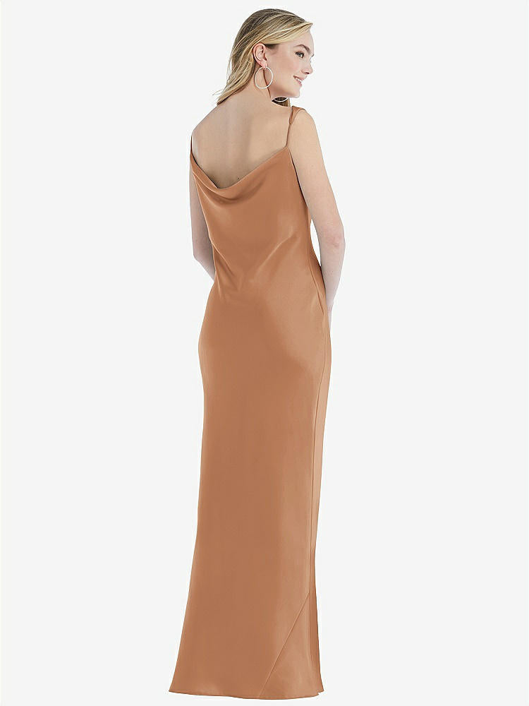 【STYLE: 8211】Asymmetrical One-Shoulder Cowl Maxi Slip Dress【COLOR: Toffee】