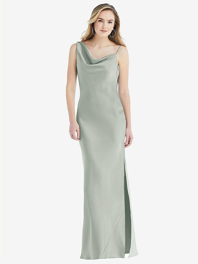 【STYLE: 8211】Asymmetrical One-Shoulder Cowl Maxi Slip Dress【COLOR: Willow Green】