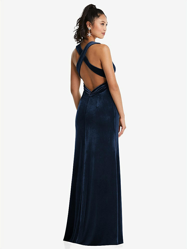 【NEW】【STYLE: TH082】急落 ネックライン ベルベット マキシ ドレス クロス クロス オープンバック【COLOR: Midnight Navy】【SIZE: 00-30W】