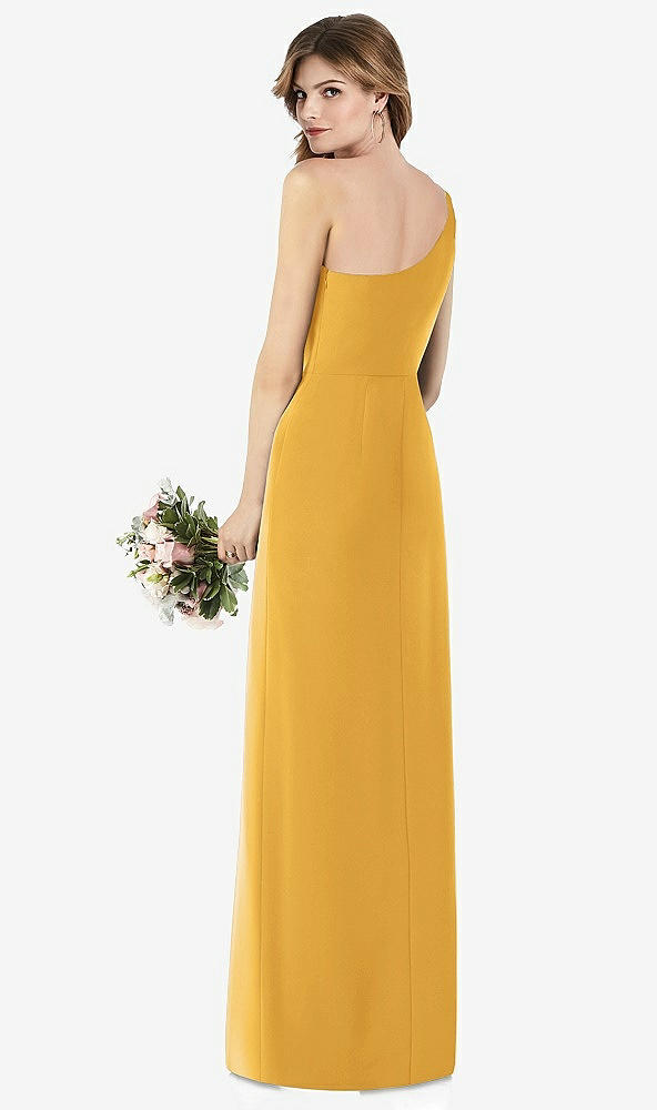 【STYLE: TH087】ワンショルダー クレープ トランペット ガウン 前面 スリット【COLOR: NYC Yellow】【SIZE: 00-30W】