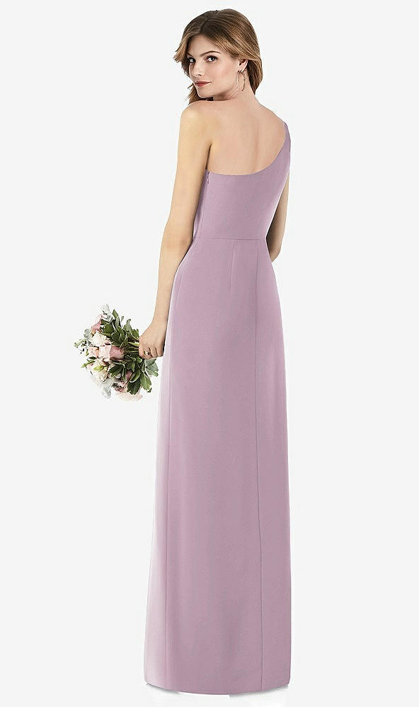 【STYLE: TH087】One-Shoulder Crepe Trumpet Gown with Front Slit【COLOR: Suede Rose】