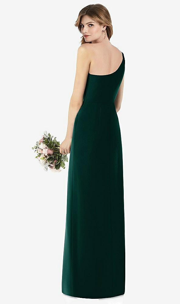 【STYLE: TH087】ワンショルダー クレープ トランペット ガウン 前面 スリット【COLOR: Evergreen】【SIZE: 00-30W】