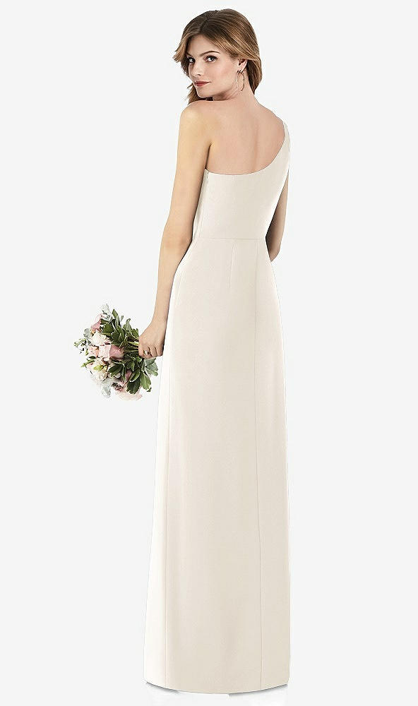 【STYLE: TH087】One-Shoulder Crepe Trumpet Gown with Front Slit【COLOR: Ivory】
