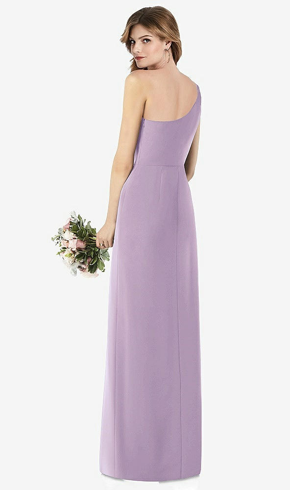 【STYLE: TH087】ワンショルダー クレープ トランペット ガウン 前面 スリット【COLOR: Pale Purple】【SIZE: 00-30W】