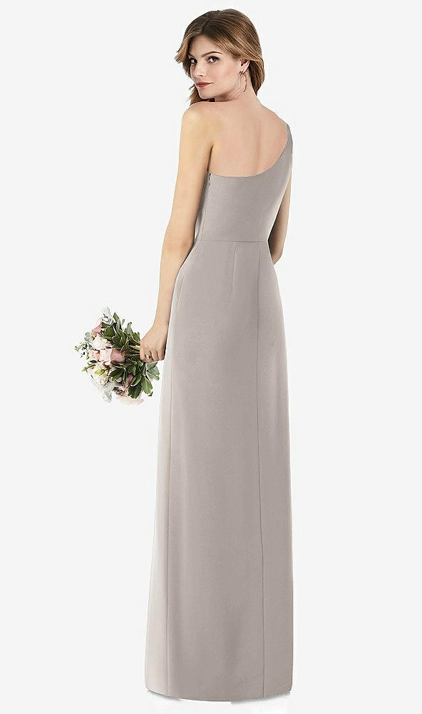 【STYLE: TH087】ワンショルダー クレープ トランペット ガウン 前面 スリット【COLOR: Taupe】【SIZE: 00-30W】