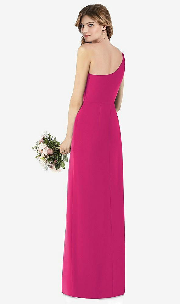 【STYLE: TH087】ワンショルダー クレープ トランペット ガウン 前面 スリット【COLOR: Think Pink】【SIZE: 00-30W】
