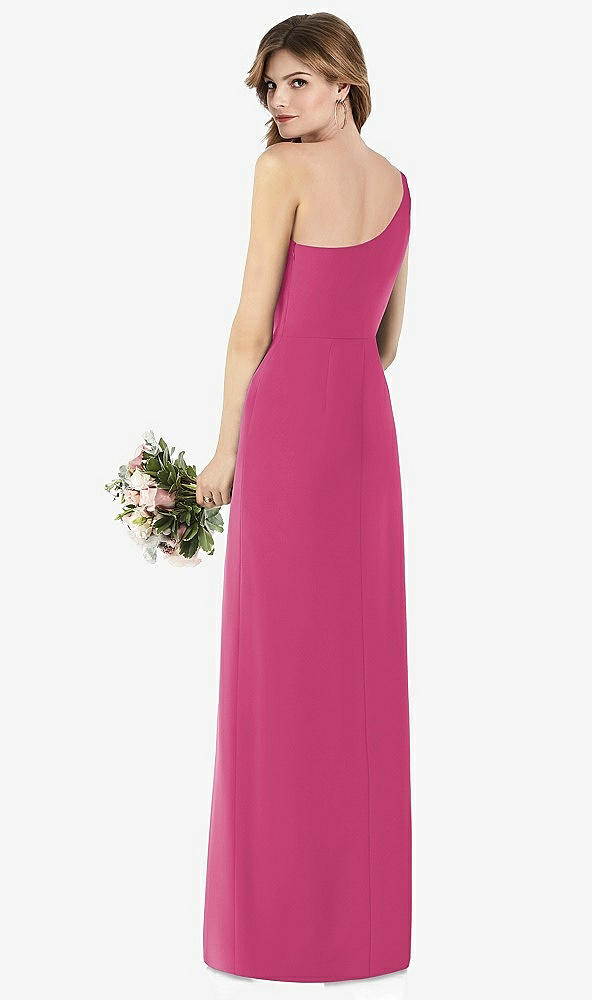 【STYLE: TH087】ワンショルダー クレープ トランペット ガウン 前面 スリット【COLOR: Tea Rose】【SIZE: 00-30W】