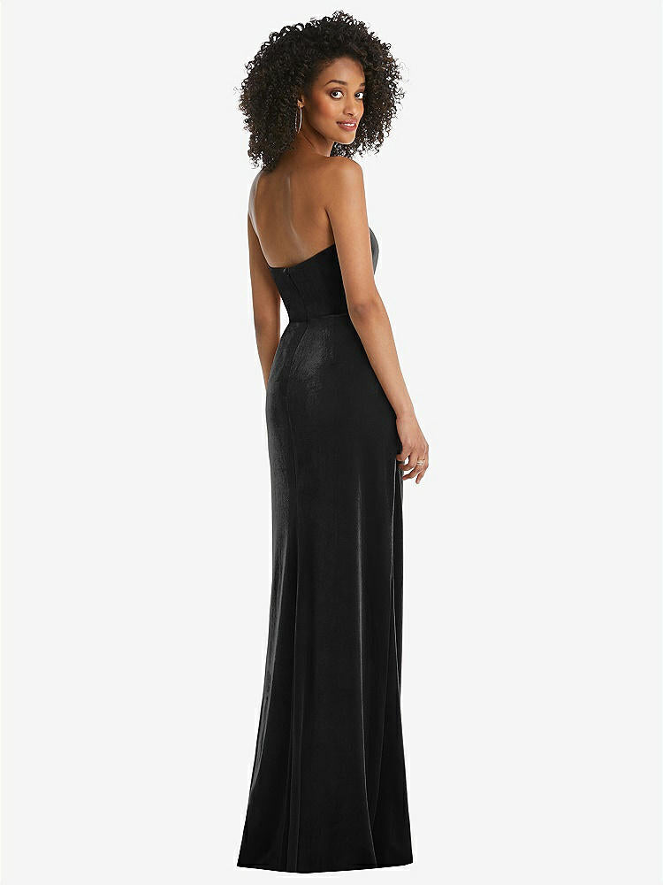 【STYLE: 6850】Strapless Velvet Maxi Dress with Draped Cascade Skirt【COLOR: Black】