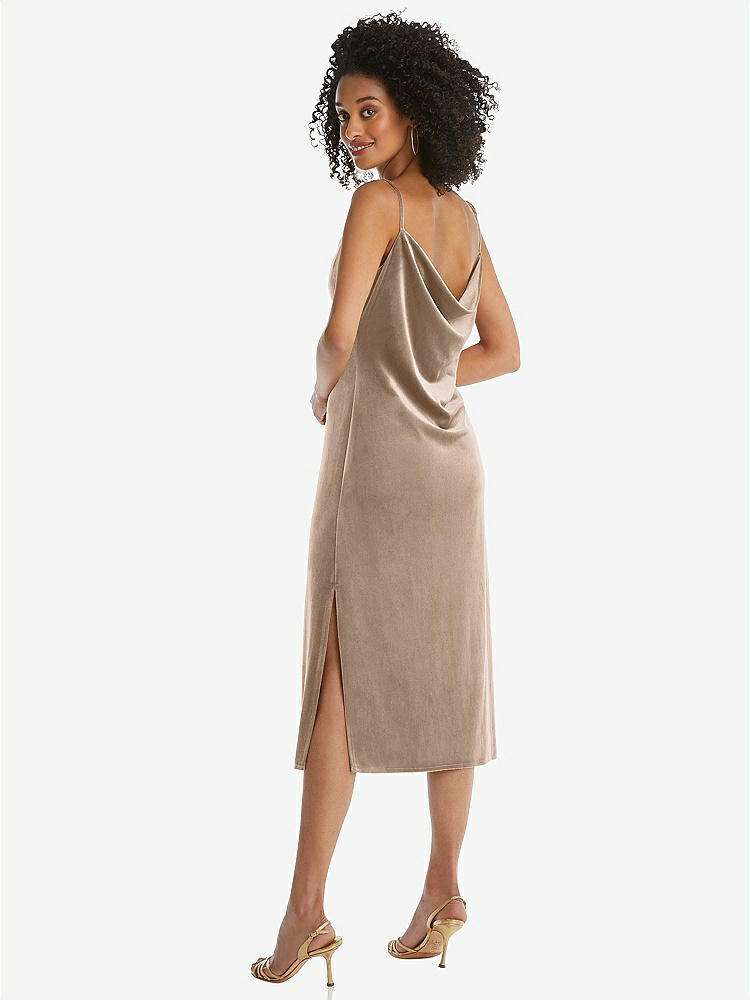 【STYLE: 8212】Asymmetrical One-Shoulder Velvet Midi Slip Dress【COLOR: Topaz】