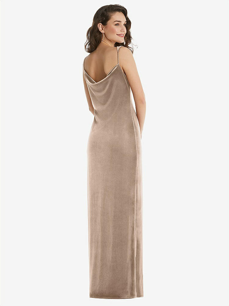 【STYLE: 8213】Asymmetrical One-Shoulder Velvet Maxi Slip Dress【COLOR: Topaz】