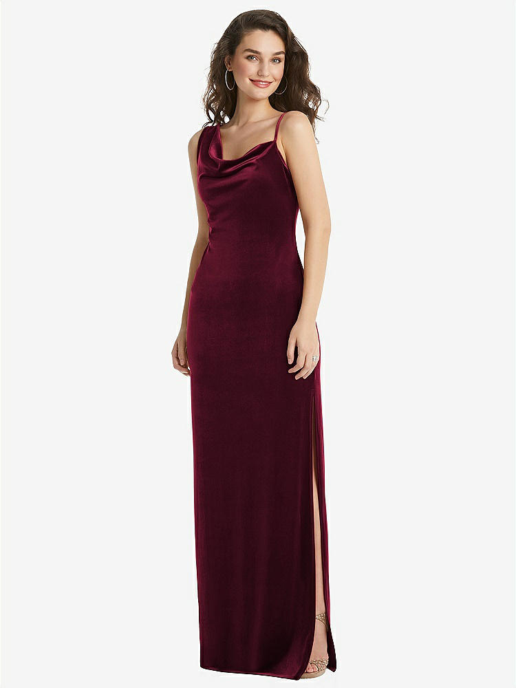 【NEW】【STYLE: 8213】非対称 ワン・サルダー ベルベット マキシ スリップ ドレス【COLOR: Cabernet】【SIZE: 00-30W】