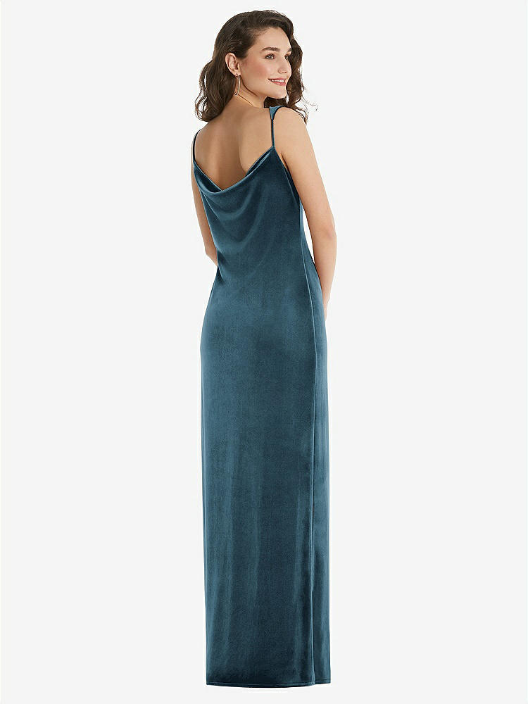 【NEW】【STYLE: 8213】非対称 ワン・サルダー ベルベット マキシ スリップ ドレス【COLOR: Dutch Blue】【SIZE: 00-30W】