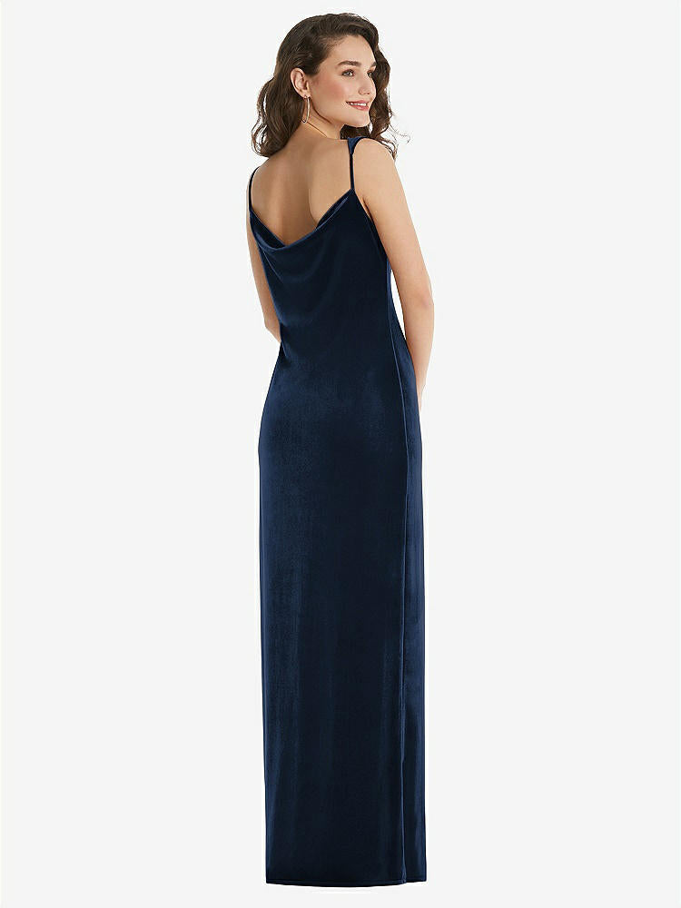 【NEW】【STYLE: 8213】非対称 ワン・サルダー ベルベット マキシ スリップ ドレス【COLOR: Midnight Navy】【SIZE: 00-30W】