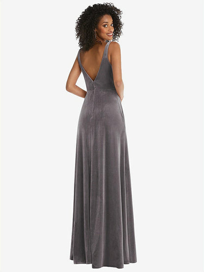 【NEW】【STYLE: LB033】ひねり 前面 カットアウト ベルベット マキシ ドレス  -  キャメロン【COLOR: Caviar Gray】【SIZE: 00-30W】
