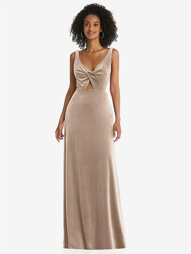 【STYLE: LB033】Twist Front Cutout Velvet Maxi Dress - Cameron【COLOR: Topaz】