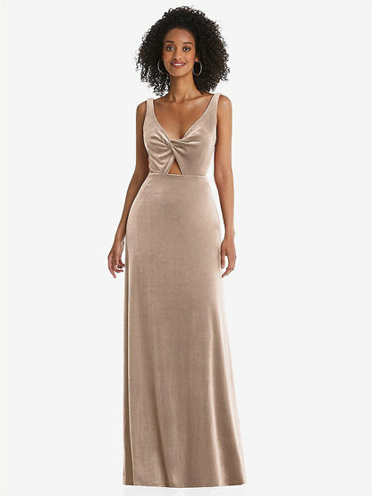 【STYLE: LB033】Twist Front Cutout Velvet Maxi Dress - Cameron【COLOR: Topaz】