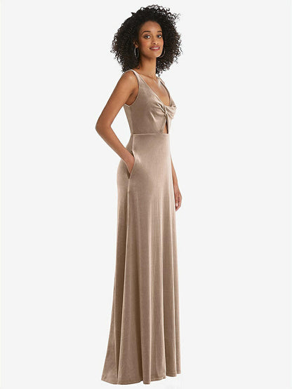 【STYLE: LB033】Twist Front Cutout Velvet Maxi Dress - Cameron【COLOR: Topaz】